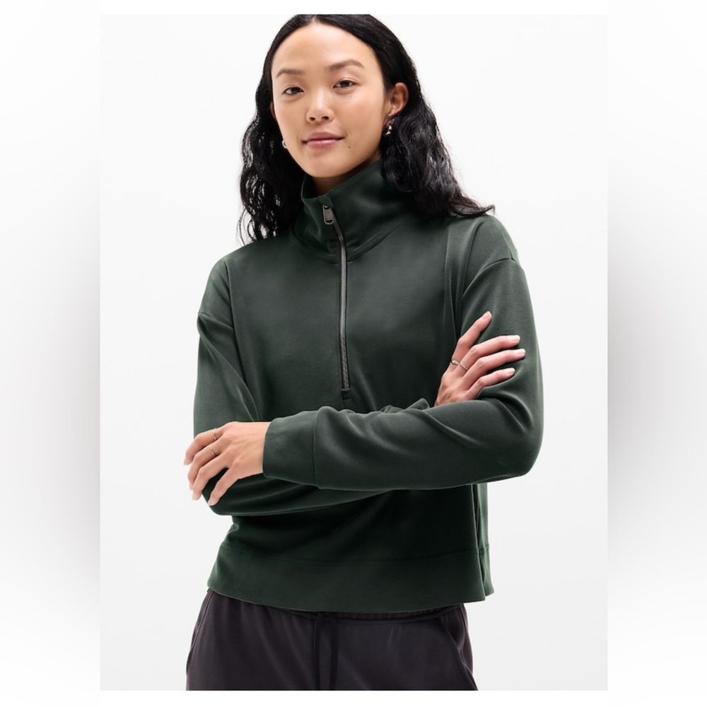 Athleta Deep Green Half-Zip Hoodie